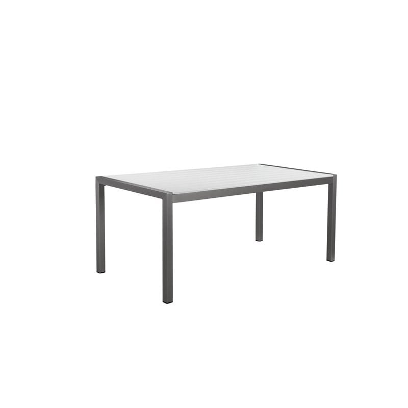 Pangea Home David Modern Aluminum Patio Dining Set in Brush Frame/White