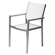 Pangea Home David Modern Aluminum Patio Dining Set in Brush Frame/White
