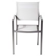 Pangea Home David Modern Aluminum Patio Dining Set in Brush Frame/White