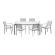 Pangea Home David Modern Aluminum Patio Dining Set in Brush Frame/White