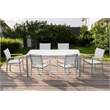 Pangea Home David Modern Aluminum Patio Dining Set in Brush Frame/White
