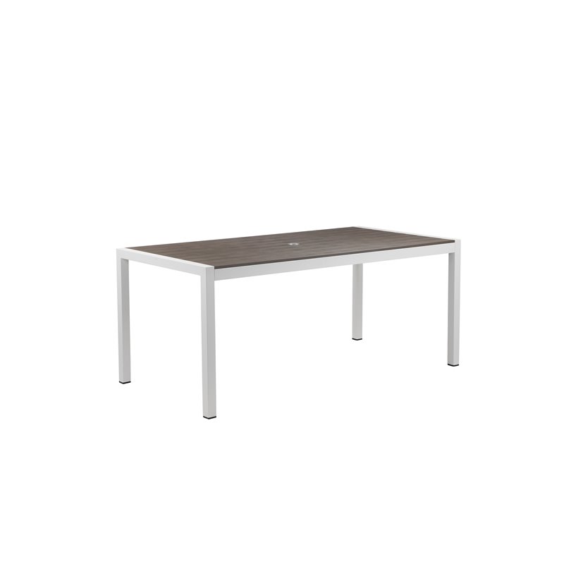 Pangea Home David 7-piece Aluminum Frame Patio Dining Set in White/Gray