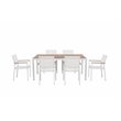 Pangea Home David Aluminum Frame Patio Dining Set in White/Natural Teak