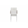 Pangea Home David Aluminum Frame Patio Dining Set in White/Natural Teak