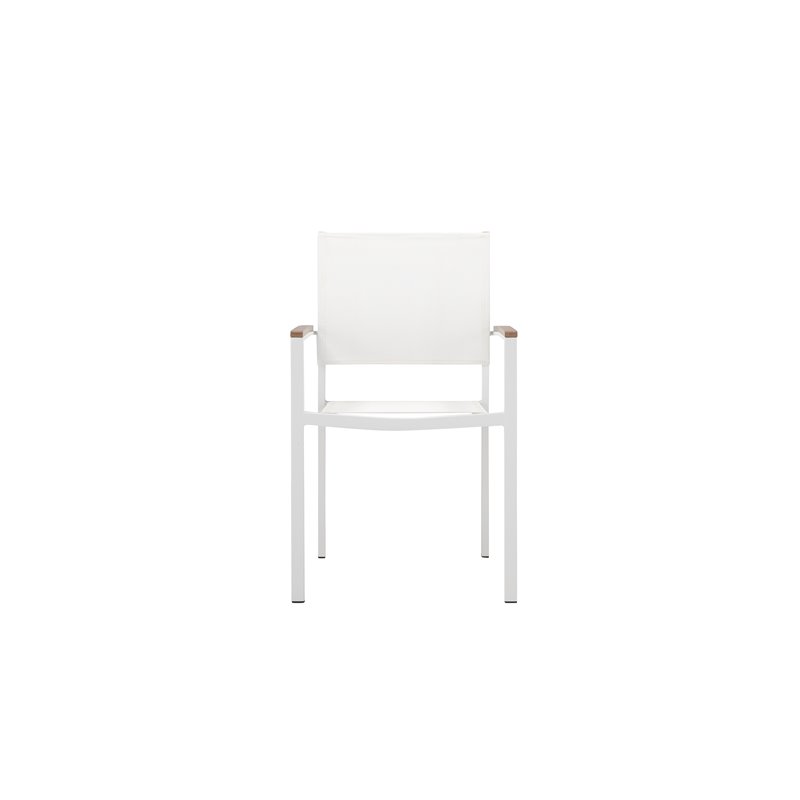 Pangea Home David Aluminum Frame Patio Dining Set in White/Natural Teak