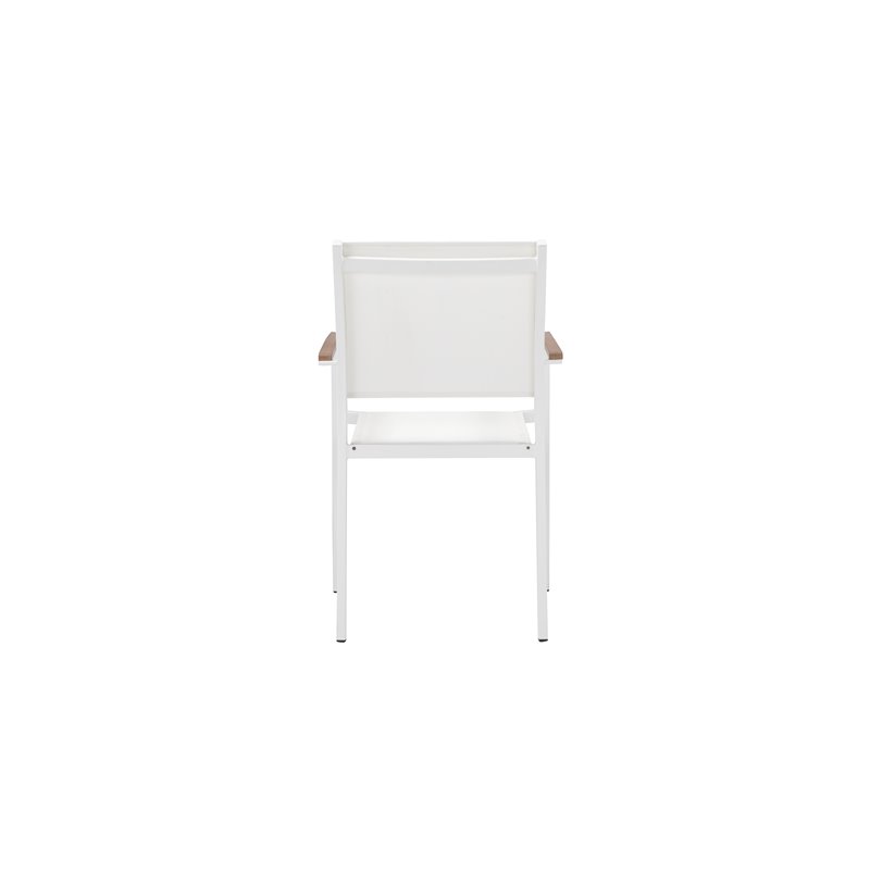 Pangea Home David Aluminum Frame Patio Dining Set in White/Natural Teak