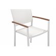 Pangea Home David Aluminum Frame Patio Dining Set in White/Natural Teak