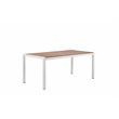 Pangea Home David Aluminum Frame Patio Dining Set in White/Natural Teak