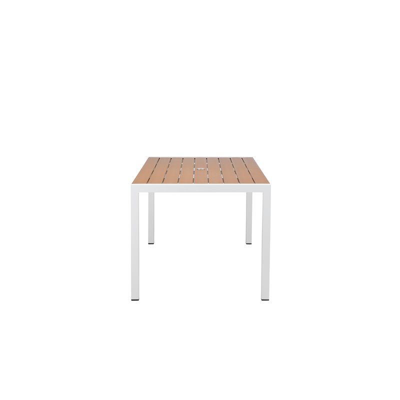 Pangea Home David Aluminum Frame Patio Dining Set in White/Natural Teak
