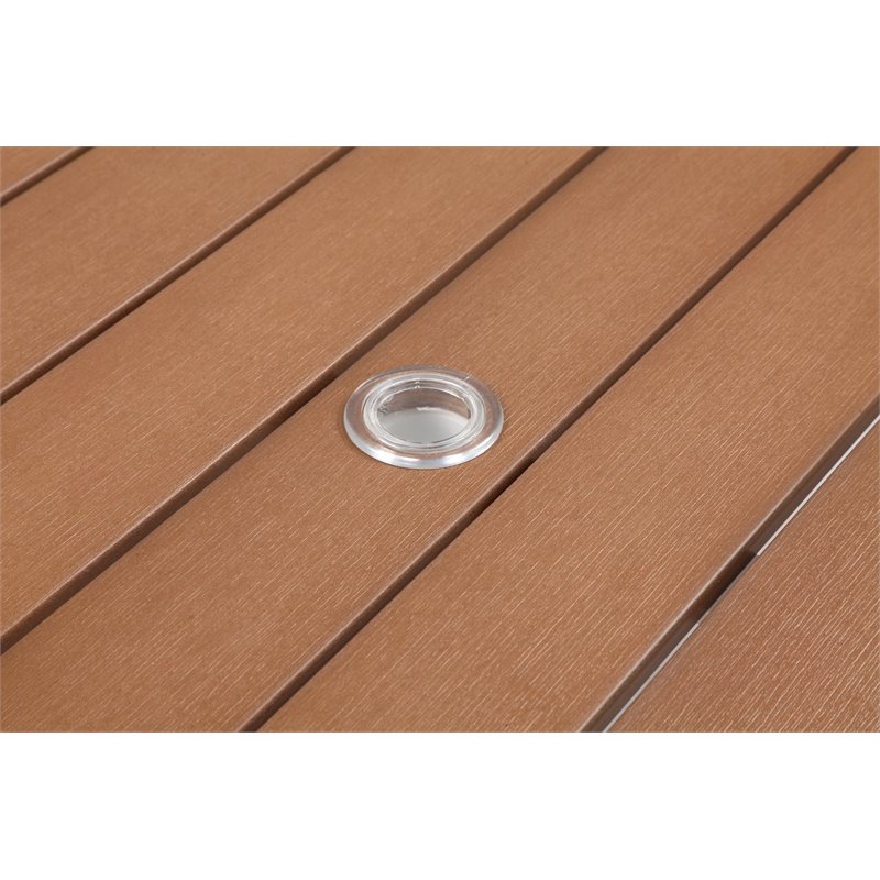 Pangea Home David Aluminum Frame Patio Dining Set in White/Natural Teak