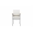Pangea Home David Aluminum Frame Patio Dining Set in White/Natural Teak