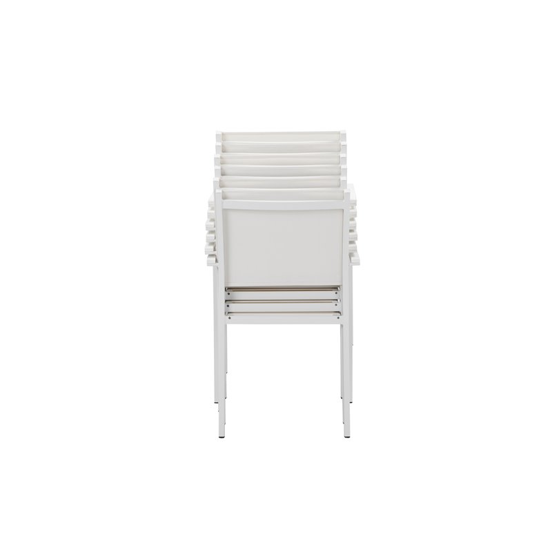 Pangea Home David Modern Aluminum Patio Dining Set in White Frame/Polyresin