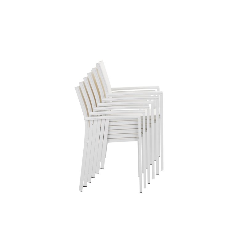 Pangea Home David Modern Aluminum Patio Dining Set in White Frame/Polyresin