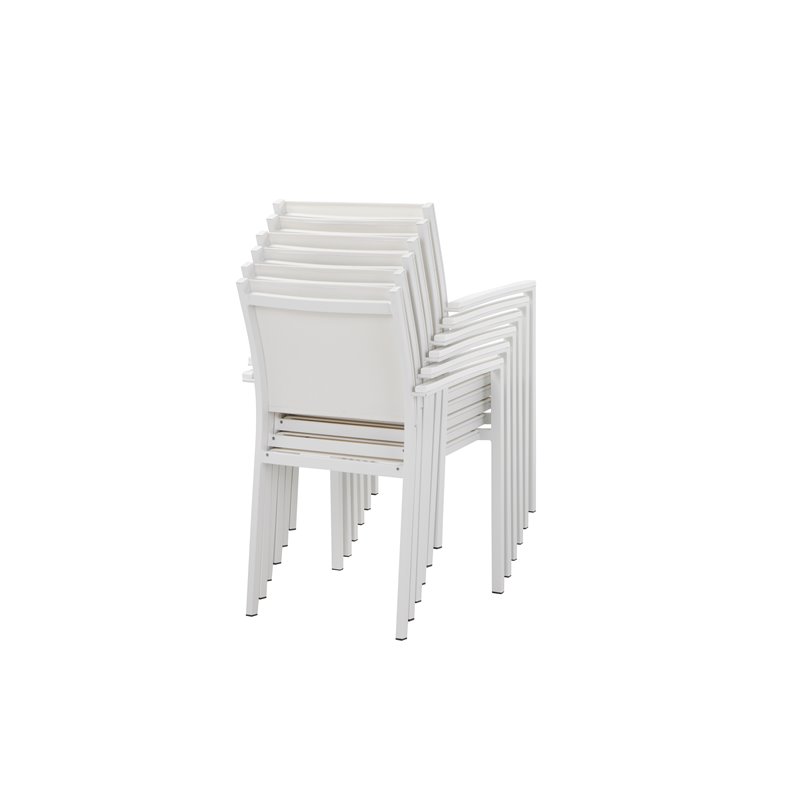 Pangea Home David Modern Aluminum Patio Dining Set in White Frame/Polyresin