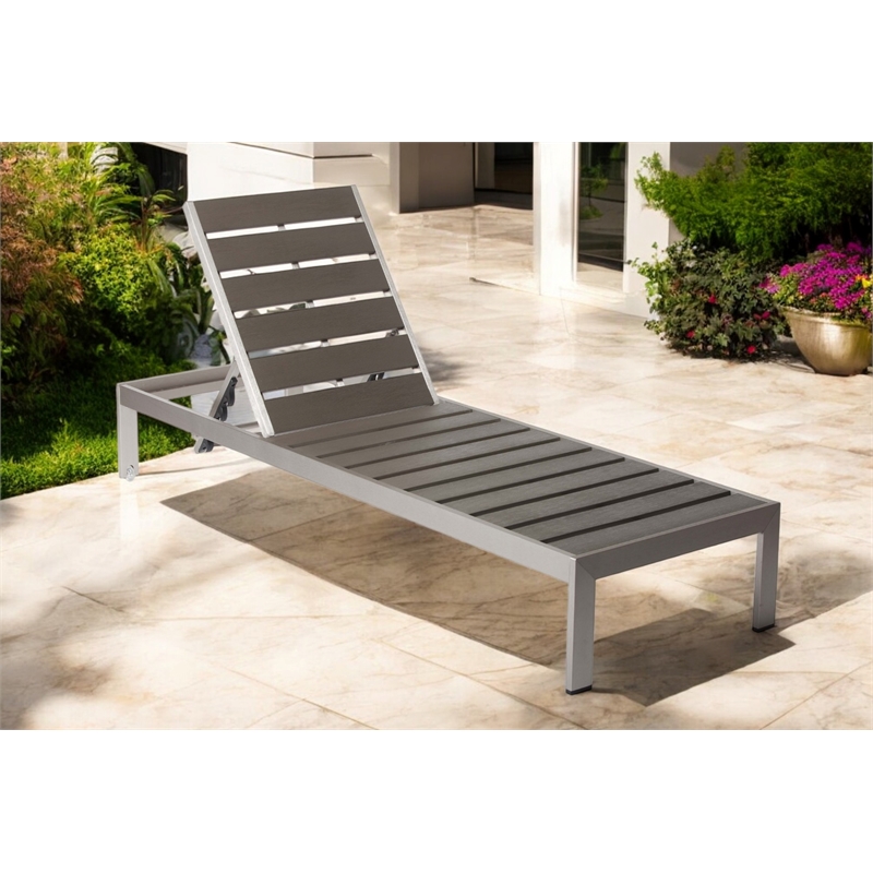 Pangea Home Breeze Modern Aluminum Frame Patio Lounger in Anodized Gray