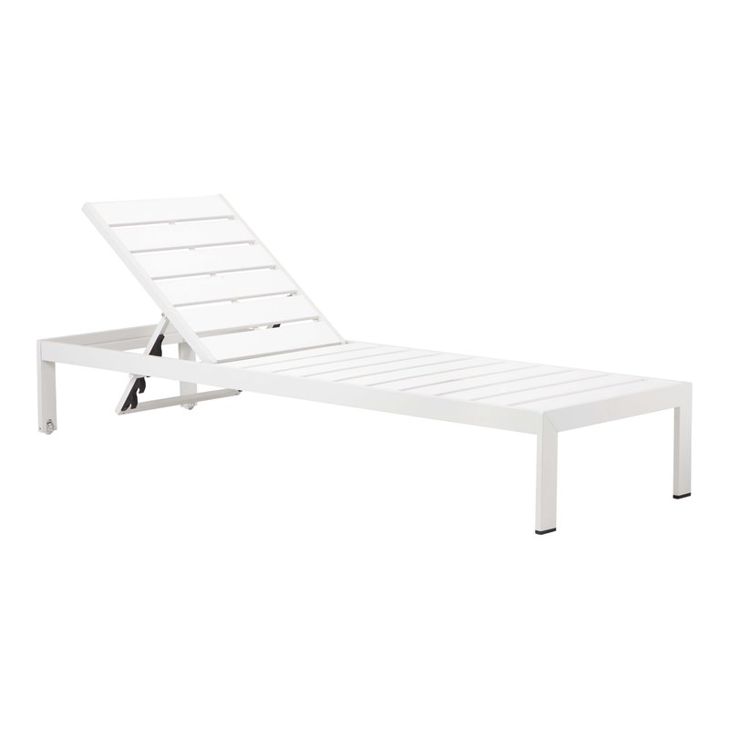 Pangea Home Breeze Modern Aluminum Patio Lounger in White Frame/Polyresin