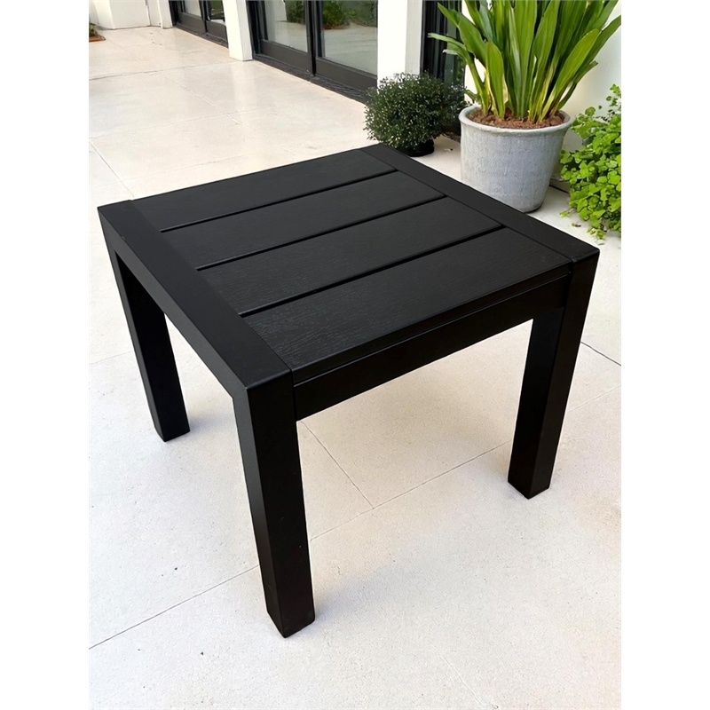 Pangea Home Breeze Modern Aluminum Frame Frame Patio Side Table in Black