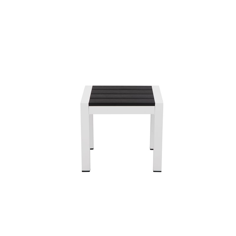 Pangea Home Breeze Modern Aluminum Frame Patio Side Table in White/Black
