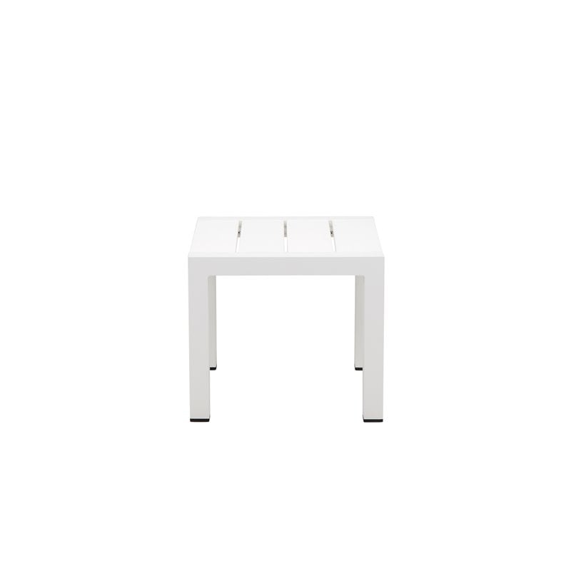 Pangea Home Breeze Modern Aluminum Patio Side Table in White Frame/Polyresin