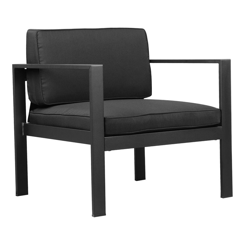Pangea Home Karen Modern Aluminum Outdoor Chair in Powder Coated Black