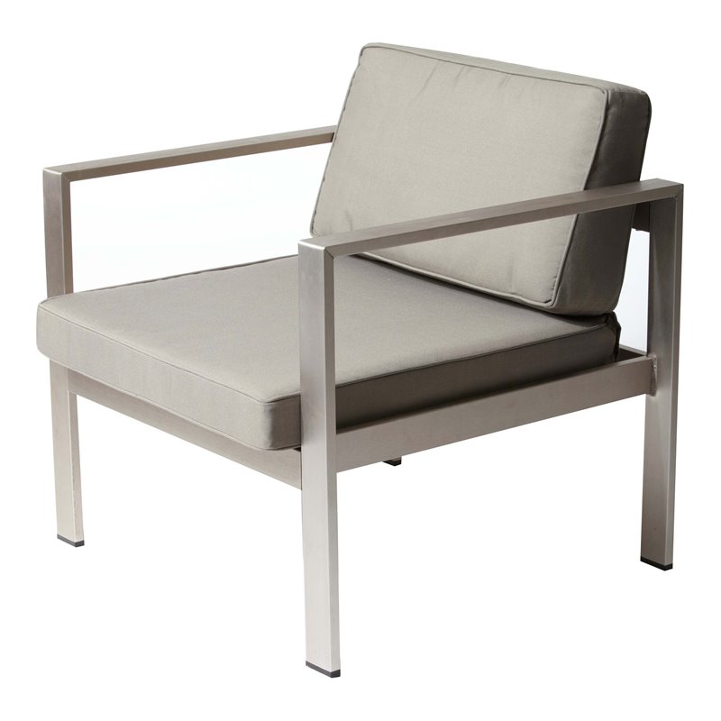 Pangea Home Karen Modern Aluminum Frame Outdoor Chair in Gray Taupe