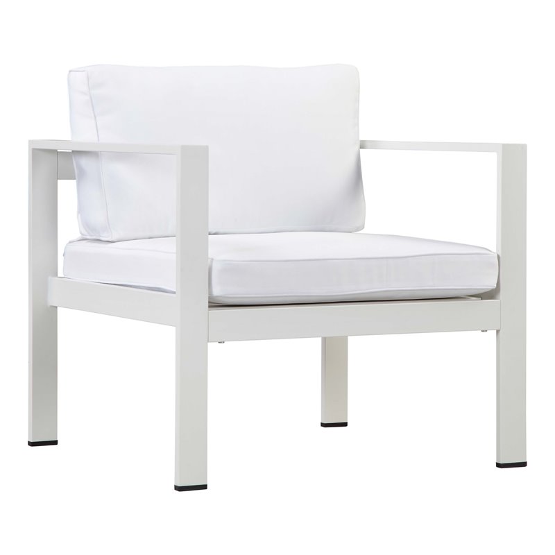 Pangea Home Karen Modern Aluminum Outdoor Chair in Powder Coated White