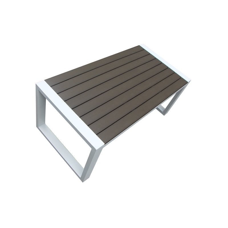 Pangea Home Karen Aluminum Frame Outdoor Coffee Table in White/Gray