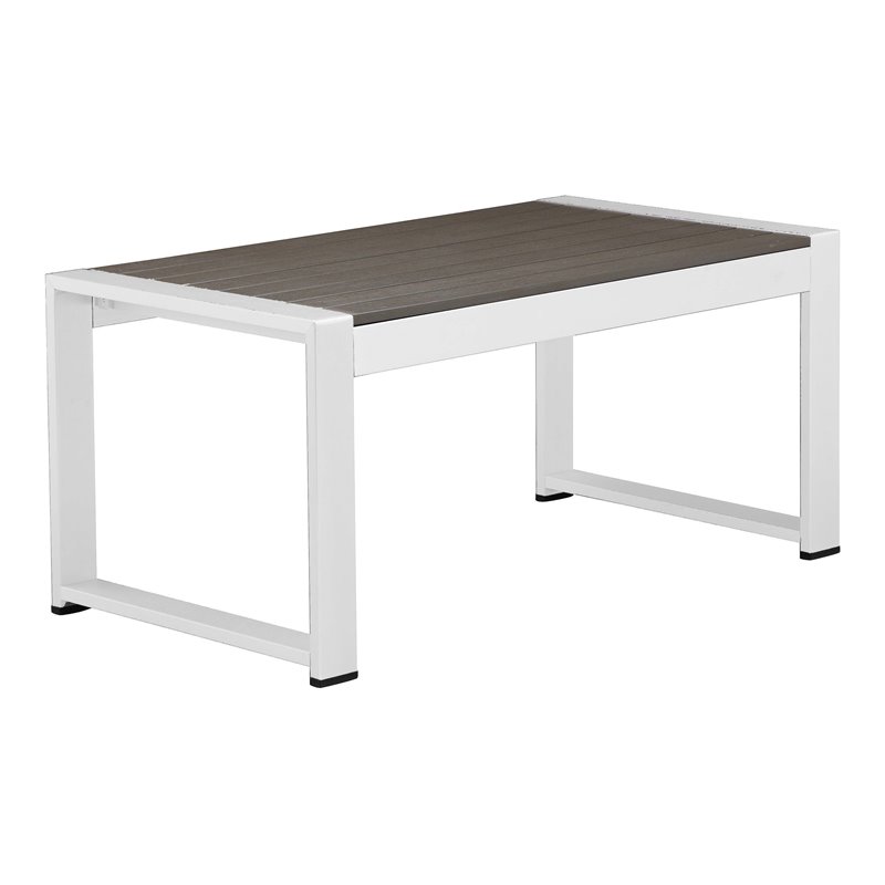 Pangea Home Karen Aluminum Frame Outdoor Coffee Table in White/Gray