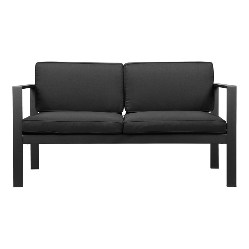 Pangea Home Karen Modern Aluminum Outdoor Sofa in Powder Coated Black