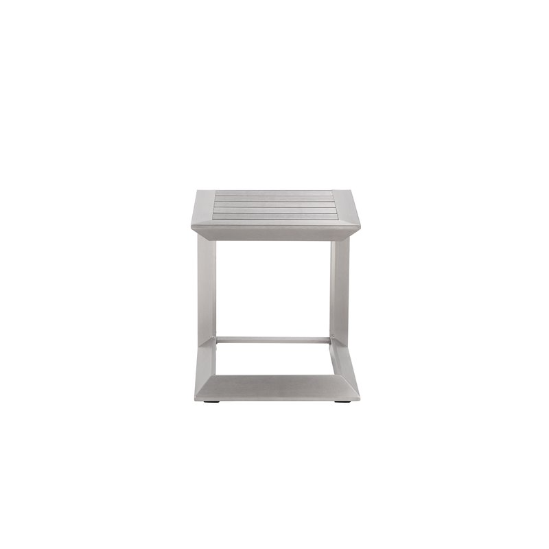 Pangea Home Leaf Modern Aluminum Patio Side Table in Anodized Silver