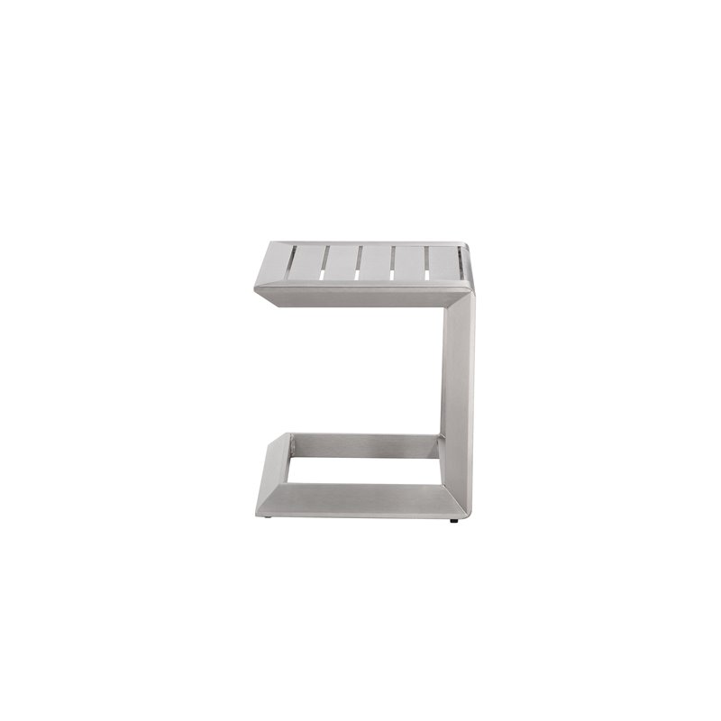 Pangea Home Leaf Modern Aluminum Patio Side Table in Anodized Silver