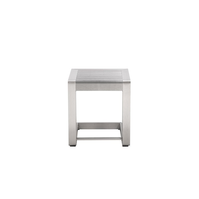 Pangea Home Leaf Modern Aluminum Patio Side Table in Anodized Silver
