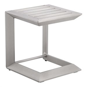 Pangea Home Leaf Modern Aluminum Patio Side Table in Anodized Silver