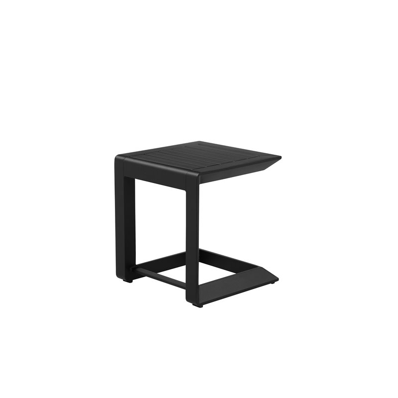 Pangea Home Leaf Modern Aluminum Patio Side Table in Powder Coated Black