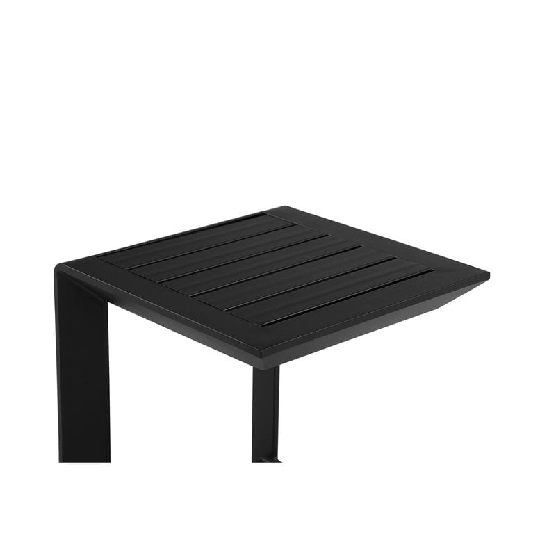 Pangea Home Leaf Modern Aluminum Patio Side Table in Powder Coated Black
