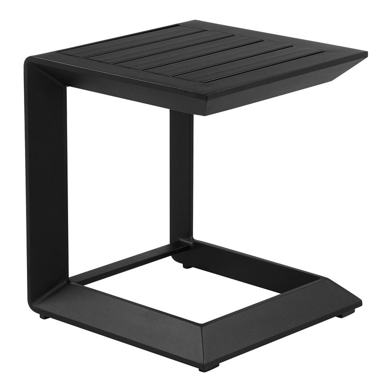 Pangea Home Leaf Modern Aluminum Patio Side Table in Powder Coated Black