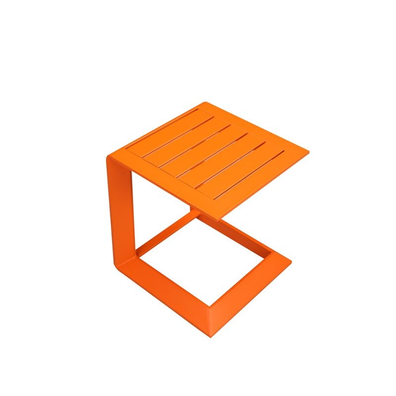 Pangea Home Leaf Modern Aluminum Patio Side Table in Powder Coated Orange