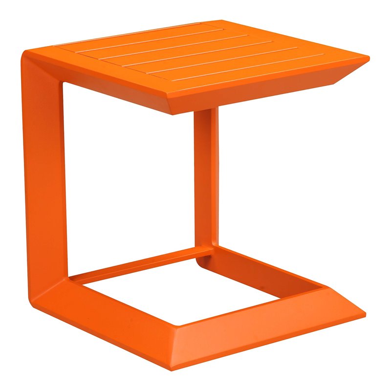 Pangea Home Leaf Modern Aluminum Patio Side Table in Powder Coated Orange