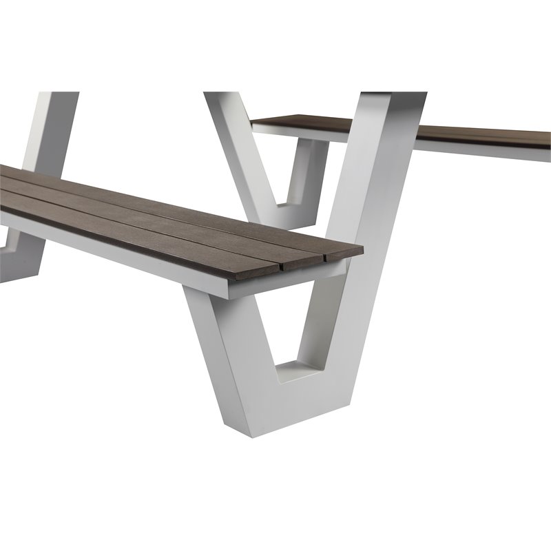 Pangea Home Lukas Modern Aluminum Frame Outdoor Picnic Table in Gray