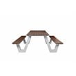 Pangea Home Lukas Aluminum Frame Outdoor Picnic Table in Natural Teak