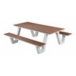 Pangea Home Lukas Aluminum Frame Outdoor Picnic Table in Natural Teak