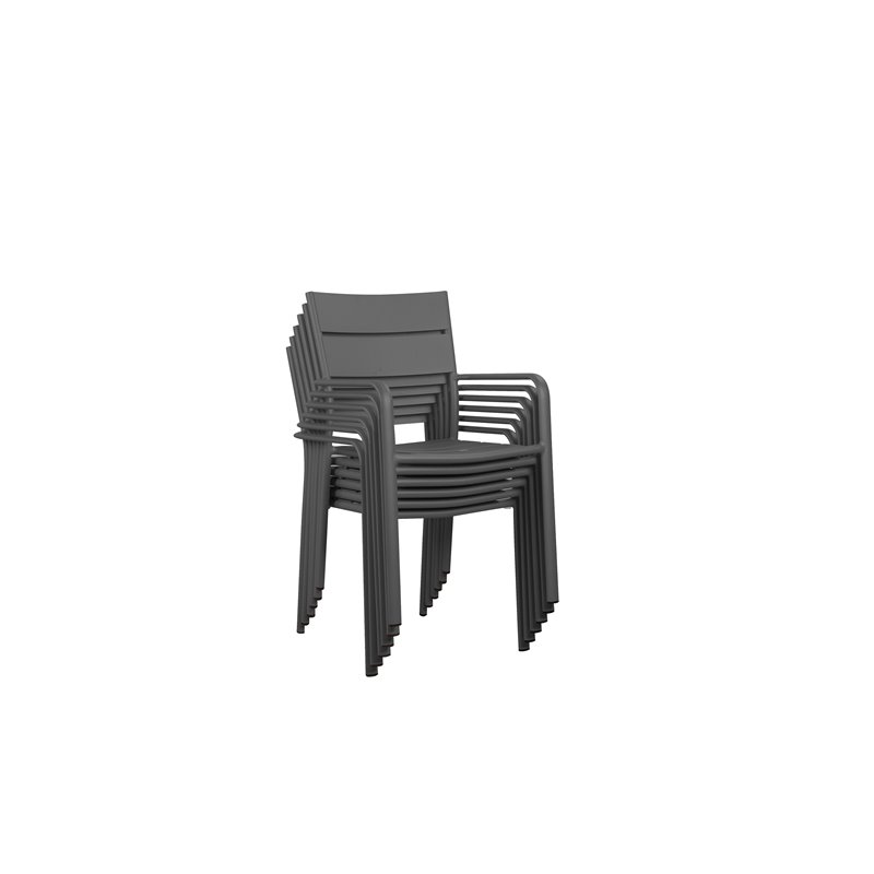 Pangea Home Miami 7-piece Modern Aluminum Frame Patio Dining Set in Gray