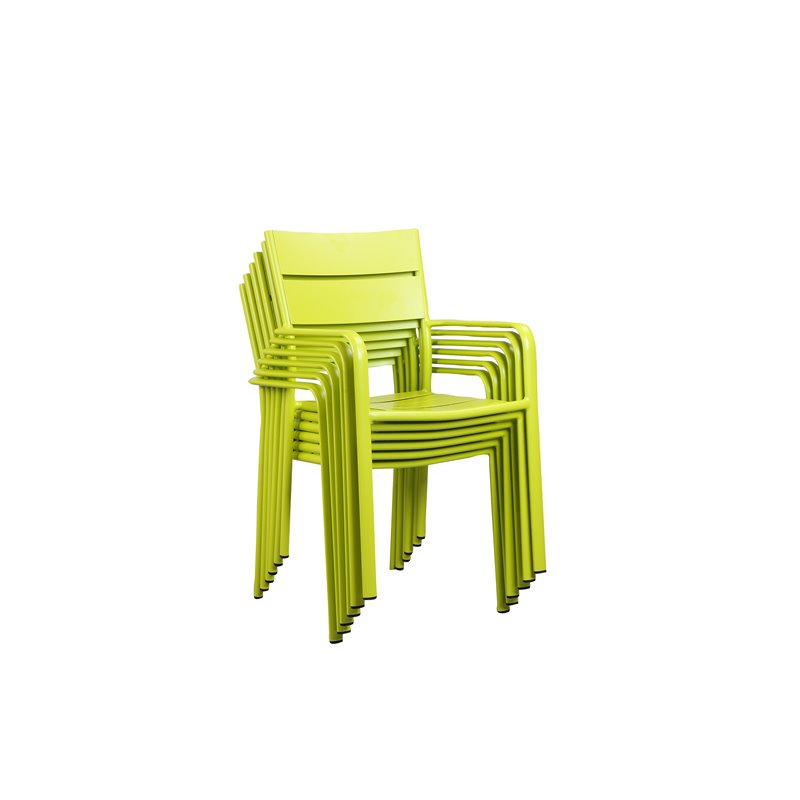 Pangea Home Miami 7-piece Modern Aluminum Frame Patio Dining Set in Green