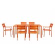 Pangea Home Miami 7-piece Aluminum Frame Patio Dining Set in Orange