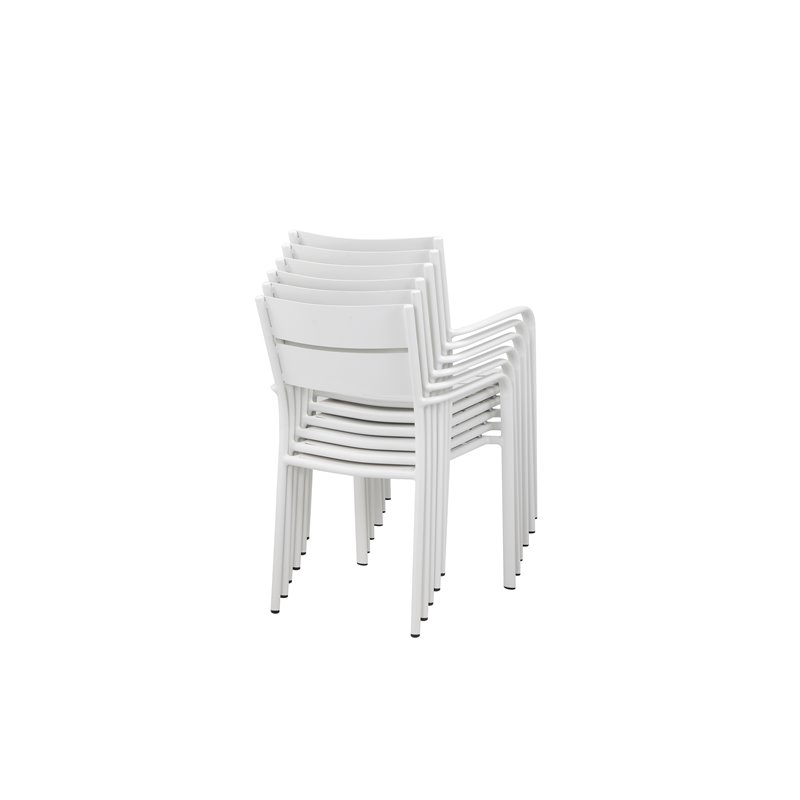 Pangea Home Miami 7-piece Modern Aluminum Frame Patio Dining Set in White