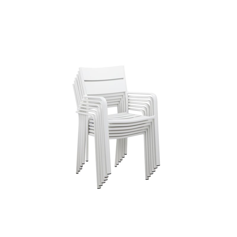Pangea Home Miami 7-piece Modern Aluminum Frame Patio Dining Set in White