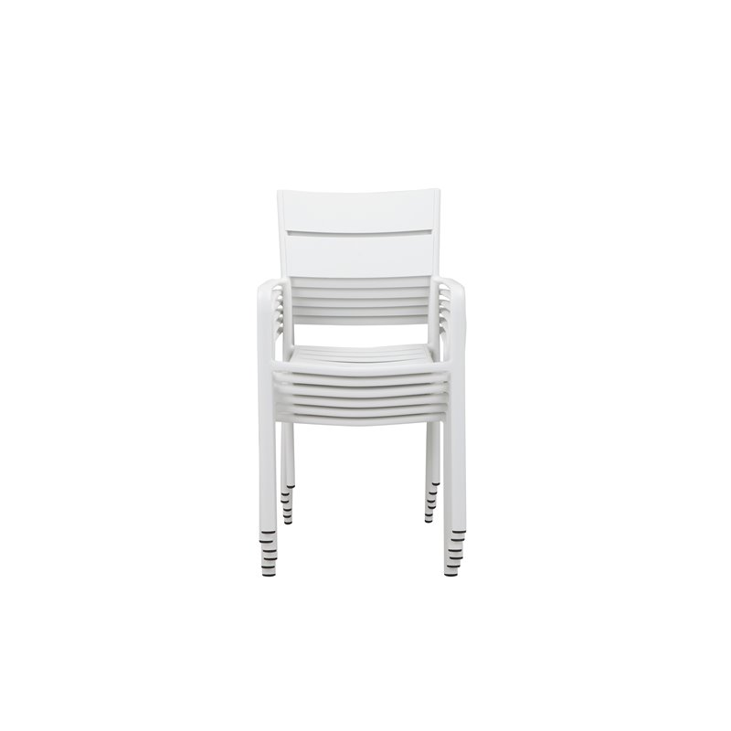 Pangea Home Miami 7-piece Modern Aluminum Frame Patio Dining Set in White