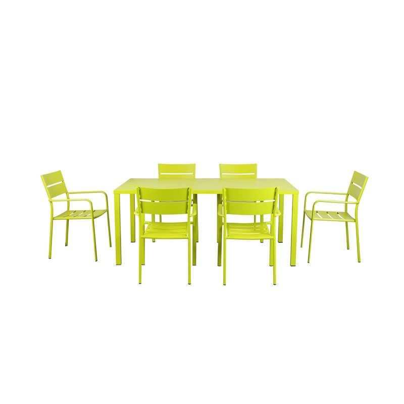 Pangea Home Miami Modern Aluminum Frame Patio Dining Table in Green