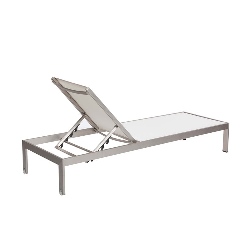 Pangea Home Sally Adjustable Height Aluminum Frame Patio Lounger in White