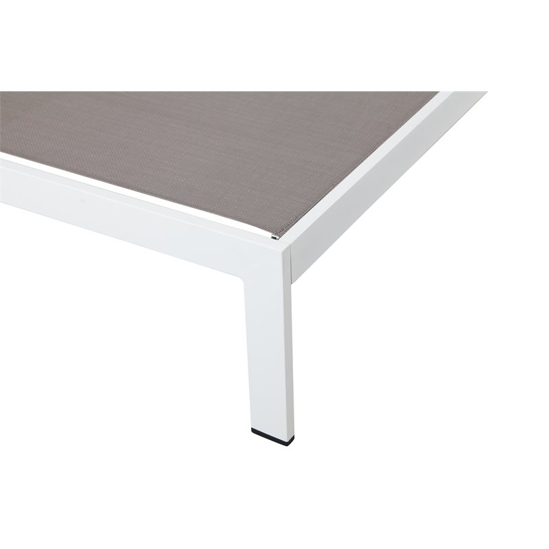 Pangea Home Sally Adjustable Height Aluminum Patio Lounger in White/Gray
